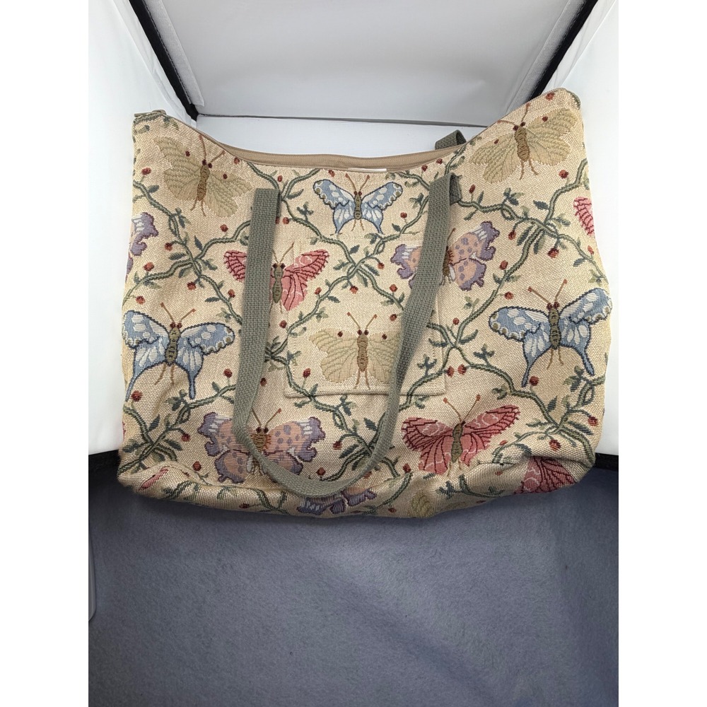 Doodle Bags Tote Bag Women Large Tan Butterfly Tapestry Zipper Shoulder Bag